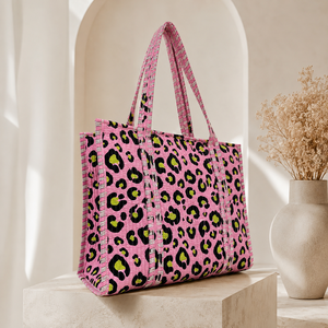 Bolso Tote de Lujo con Estampado de Leopardo Negro, Grande, Acolchado, de Algodón, con Cierre de Cremallera, para Todas las Temporadas, Bolso de Hombro para Mujer, para Trabajo, Viajes y Compras - Product Image 2