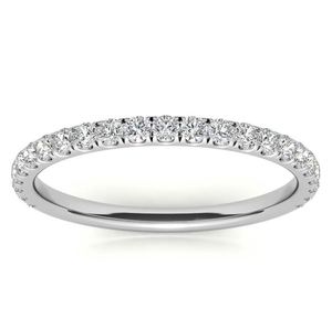 Round Brilliant Cut Moissanite Stackable Band 925 Sterling <b>Silver</b> White Gold Plated Wedding Anniversary <b>Ring</b> Gift for Her - Product Image 2
