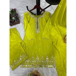 Diseñador Party Wear Top-Bottom y Dupatta Talla XL Hermoso y elegante - Product Image 4