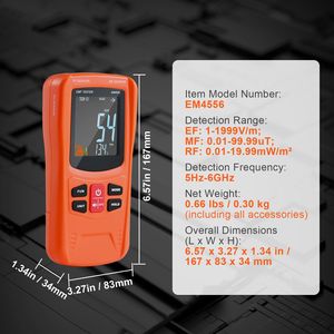 Medidor EMF Digital LCD 3 en 1 Recargable de Mano, 5Hz-6GHz, Detector de RF/MF/EF para Pruebas de Radiación de Campos Electromagnéticos - Product Image 3