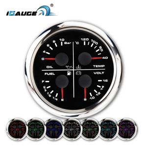 Nuevo IGauge WP804N1B-NB 80mm 12V 24V Medidor de Presión de Aceite, Nivel de Combustible, Temperatura del Agua, Voltaje con Alarma, LED Blanco, Carátula Negra, Acero Inoxidable 316 - Product Image 1