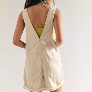 Wholesale Women's Sleeveless Denim Overalls Solid Color Loose Fit Casual Summer Jumpsuit With Button Mid Waist Design - Product Image 2