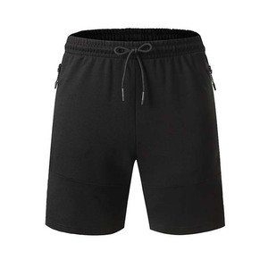 Shorts en molleton noir pour homme, 100% coton biologique de luxe, pré-rétréci, certifié GOTS, coupe classique confortable, shorts de sport de qualité supérieure - Product Image 1
