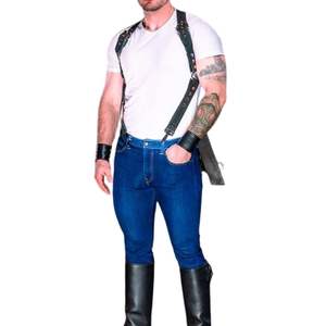 Arnés de Cuero Sintético para Hombre, Acabado Liso Negro, Ajustable, Estilo Club, Sexy y Ecológico - Product Image 6