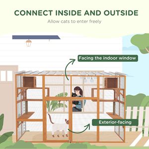 Catio - Tienda de campaña para mascotas de razas medianas y grandes con poste rascador y caja con ventana para juegos al aire libre y cría de animales pequeños - Product Image 4