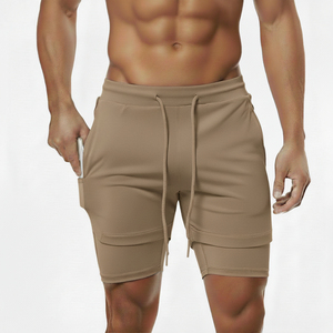 Shorts de course pour hommes, séchage rapide, athlétiques, 2 en 1, avec poche pour téléphone, shorts de sport pour hommes - Product Image 1