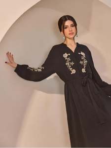 เดรสลำลองพิมพ์ลายดอกไม้ แขนยาว คอวี สำหรับผู้หญิง เซ็กซี่ คอวี ไซส์ใหญ่ เสื้อผ้าแฟชั่นลำลองทรงแม็กซี่ - Product Image 2