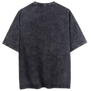 T-shirt Homme Oversize Délavé à l'Acide, Épaules Tombantes, Streetwear Uni, Grammage Lourd - Product Image 4