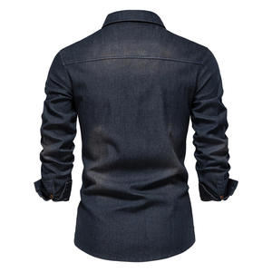 Nueva Camisa Vaquera de Algodón para Hombre, Corte Regular, Doble Botonadura, Manga Larga, Estilo Vaquero Lavado Ácido, Ecológica y de Secado Rápido - Product Image 6