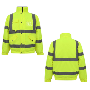 High Visibility Class 2 Industrial <b>Worker</b> Uniform Flash Reflective Stripes Waterproof Soft Shell <b>Jacket</b> Fluorescent Polyester - Product Image 3
