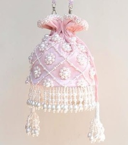 Bolsos Potli de Algodón Hechos a Mano con Diseño Simple, Bordado Decorativo, Cierre de Solapa Ecológico, Patrón Personalizado a la Moda para Bodas - Product Image 1