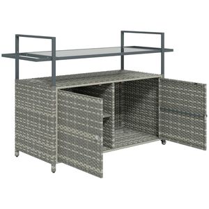 Carrello da Servizio per Bar da Esterno in Rattan con Ripiano Portaoggetti per Patio o Uso Commerciale - Product Image 5