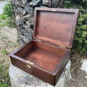 Wooden <b>box</b> with key, Lockable Natural Wooden <b>Box</b> with Lid, Jewellery <b>Box</b>, Photo <b>Box</b>, Wedding <b>Box</b>, <b>Keepsake</b> <b>box</b> with lock - Product Image 1