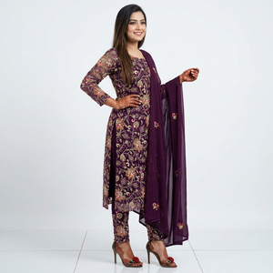 <b>Pink</b> Embroidered Fashionista International <b>Salwar</b> <b>Kameez</b> Women Traditional Floor-Length Wedding Outfit India Pakistan Style - Product Image 6