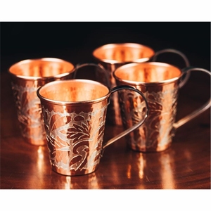 Mug à Moscow Mule en Cuivre Pur, Forme Baril, Gaufré, avec Poignée en Laiton Vintage, pour Bière et Cocktails, Vente en Gros - Product Image 5