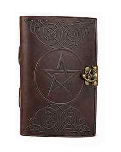 Leather <b>Book</b> of Shadows Journal, Celtic Pentagram <b>Notebook</b>, Wiccan Grimoire Diary, Pagan Spell <b>Book</b>, Embossed Leather Writing - Product Image 5