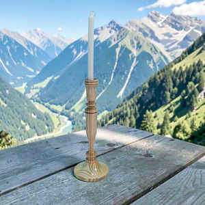 Portavelas de madera de pino hecho a mano con acabado brillante de epoxi, soporte decorativo a precio económico. - Product Image 4