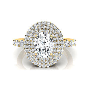 แหวนเพชรเม็ดเดี่ยวทรงรี 1 กะรัต ทองคำขาว 14K 18K ประดับเพชร CVD ข้างสามชั้น หรูหรา ได้รับการรับรองจาก IGI - Product Image 1