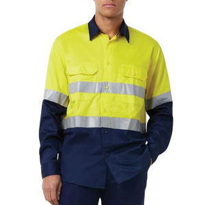 High Visibility Full Sleeve Working <b>Shirt</b> Moisture Wicking Comfortable Fit Men Hi Vis Button <b>Shirts</b> For Factory <b>Worker</b> - Product Image 1