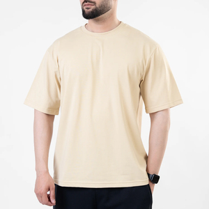 T-shirts décontractés surdimensionnés pour hommes en coton élasthanne, coupe classique, couleur unie, manches courtes, impression sérigraphique - Product Image 1