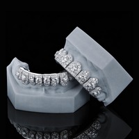 Grillz dentaire de luxe plaqué or 18 carats, le plus vendu, avec diamants de haute qualité pour bijoux de mode Hip Hop