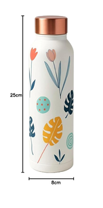 Bouteille d'eau en cuivre écologique de luxe à motif floral avec couvercle en cuivre, gourde de voyage portable - Product Image 3
