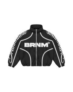 Chaqueta Cortavientos de Nailon Arrugado Sólido con Cintura Elástica Estilo Urbano y Líneas Reflectantes en Relieve, y Pantalones Jogger - Product Image 2