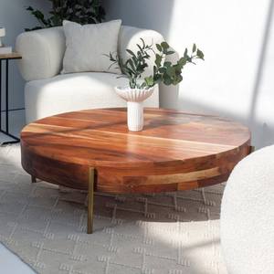 Mesa de Centro Redonda Vandana Astra de Madera de Acacia para Interiores de Sala de Estar Moderna - Product Image 1