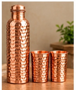 Juego de Botellas de Agua de Cobre Vintage con Tapa y 2 Tazas con Grabado de Elefantes, Vajilla Ecológica - Product Image 2