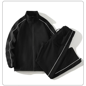 Conjunto de Dos Piezas para Hombre, Primavera-Otoño, Chaqueta con Ribete Geométrico, Pantalones Deportivos, Estilo Harajuku, Cortavientos Informal, Traje Deportivo - Product Image 1