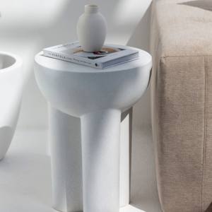 Table d'appoint en béton blanc Vandana Orion Astra, design de mobilier d'appoint minimaliste moderne - Product Image 5