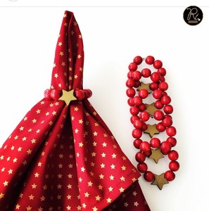 Handcrafted <b>Red</b> Color Beaded Napkin Ring With Golden Accents for Decore Table On Special Events - Product Image 2