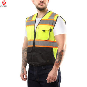 เสื้อกั๊กนิรภัยสะท้อนแสงสำหรับผู้ชาย ANSI/EN ISO CLASS 2 คุณภาพสูงสำหรับงานก่อสร้าง ผ้าทนทาน ดีไซน์กระเป๋าหลายช่อง ขายส่ง - Product Image 1