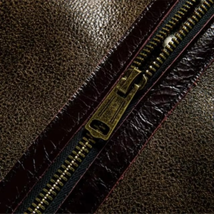 Chaqueta de Cuero de Oveja Pura de Alta Calidad para Hombre, con Cuello Camisero y Logotipo Frontal, Ecológica, Resistente al Viento, Estilo Vintage - Product Image 3