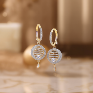 Classic Number Hoop Earrings with American Diamond Finish for Party - Product Image 2