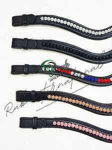 Premium <b>Leather</b> Horse Browband with Crystal Inlay - V-Shape Rhinestone Bling Browband for Equestrian Bridles - High-Quality Hors - Product Image 2