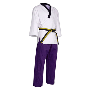 Dobok de Taekwondo moderne haut de gamme personnalisé, uniforme d'entraînement blanc léger en maille avec taille élastique - Product Image 1