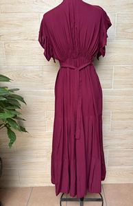 Vestido Maxi Bordado a Mano con Cuello en V, Mangas con Volantes y Detalles Florales Vibrantes, Prenda Étnica Artesanal para Mujer - Product Image 3