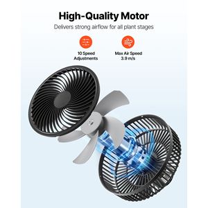 Ventilador Recargable USB con Control Inteligente, Oscilación Potente, 9 Velocidades, Modo de Circulación, para Carpa de Cultivo, con Clip y para Plantas - Product Image 3