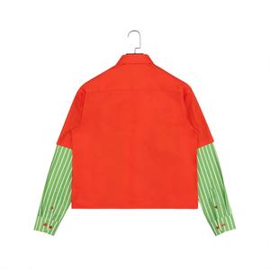 เสื้อเชิ้ตแขนสั้นผ้าฝ้ายอ๊อกซ์ฟอร์ดวินเทจแบบยูนิเซ็กซ์สั่งทำพิเศษสำหรับผู้ชาย แขนเสื้อสองชั้นติดกระดุม เสื้อเชิ้ตลำลองผู้ชาย - Product Image 2