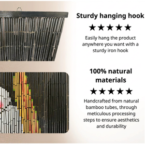 Traditional Bamboo Beaded Curtain Vertical Blinds Floral Design Eco-Friendly Light Filtering Sliding <b>Window</b> Door Hanging - Product Image 5
