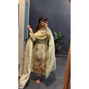 Conjunto de traje elegante para mujer con Dupatta bordada - Product Image 4