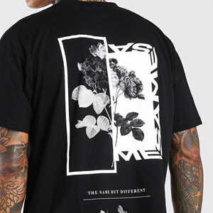 T-shirt graphique sérigraphié pour homme, personnalisé OEM, streetwear, col rond, manches courtes, vêtement décontracté, haut de mode - Product Image 3