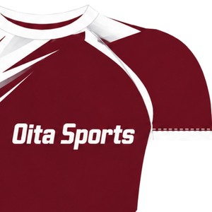 Camiseta Deportiva de Compresión, Manga Corta, Color Granate y Blanco, Cuello Redondo, Diseño Gráfico de Rayo, para Entrenamiento Atlético - Product Image 4