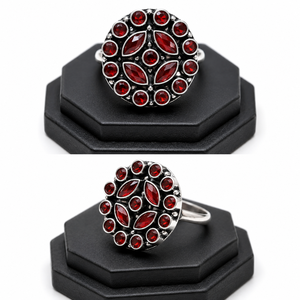 Bulk Price Men's Antique <b>Silver</b> Plated Brass Metal Quartz Garnet October Birthstone <b>Eternity</b> Band Classic <b>Ring</b> Wholesale Supply - Product Image 3