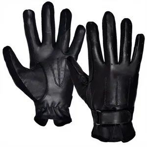 Gants en cuir noir durables à doigts entiers avec sangle de poignet réglable, conçus pour l'équitation, les sports équestres et l'entraînement - Product Image 4