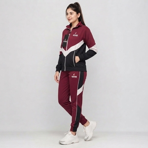 Survêtement pour femmes, veste confortable à fermeture éclair intégrale et pantalon assorti, tissu extensible doux pour l'entraînement, l'exercice, la marche et les voyages - Product Image 6