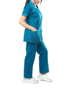 Uniforme médical personnalisé avec logo, en tissu extensible polyester et élasthanne, manches courtes, facile d'entretien, anti-plis, pour femmes, hommes et unisexe - Product Image 3