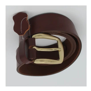 Ceinture en cuir de vachette marron avec boucle ardillon en cuivre, style décontracté, moulage monobloc, design durable - Product Image 2