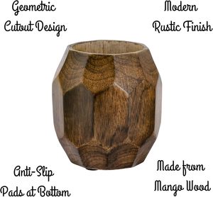 Geometric Wooden Pencil Holder for <b>Desk</b> Table Wood Pen Cup Stand for <b>Office</b> Cute Desktop Organizer for Makeup Brushes <b>Rustic</b> - Product Image 2